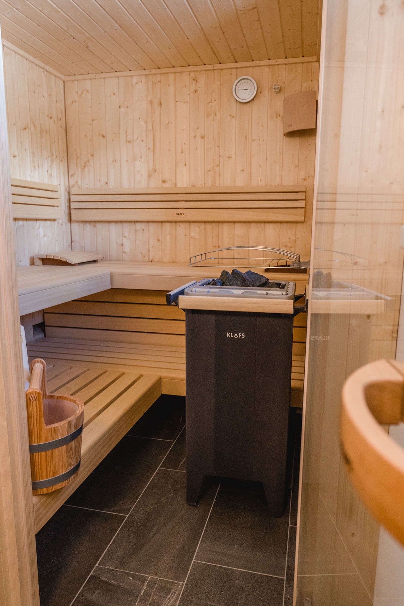 Hauseigene Sauna im Chalet